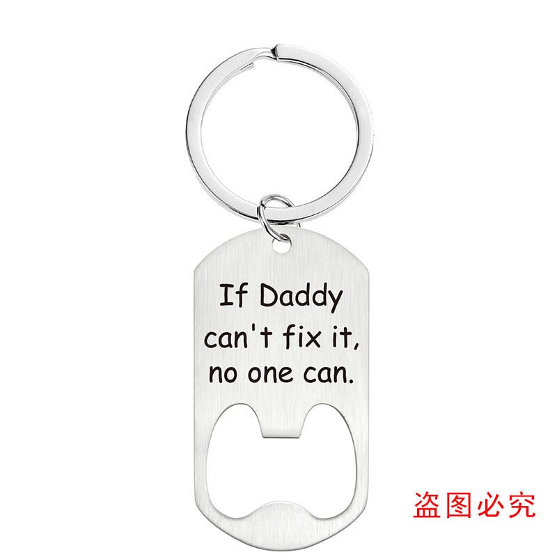 Wholesale Father's Day Gift Lettering Metal Bottle Opener Keychain